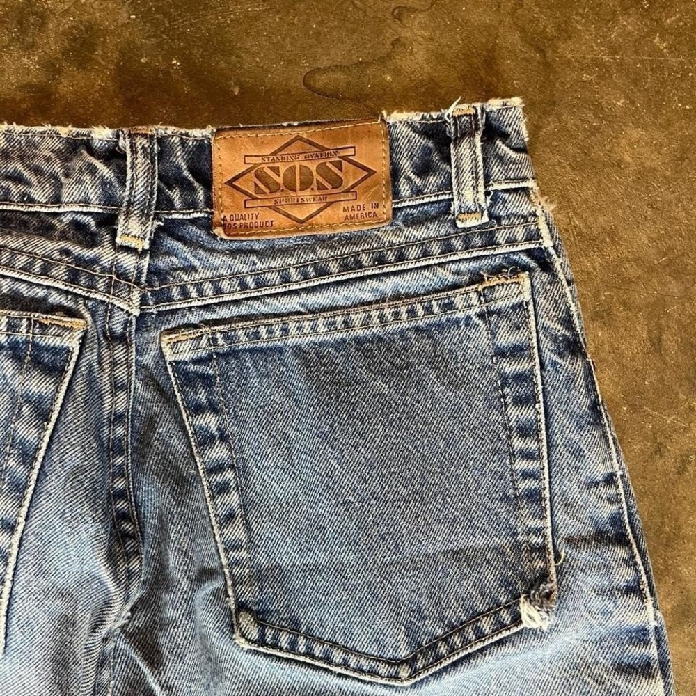 Vintage 90s SOS standard ovation sportswear blue denim jeans Size 26" - Picture 2 of 8